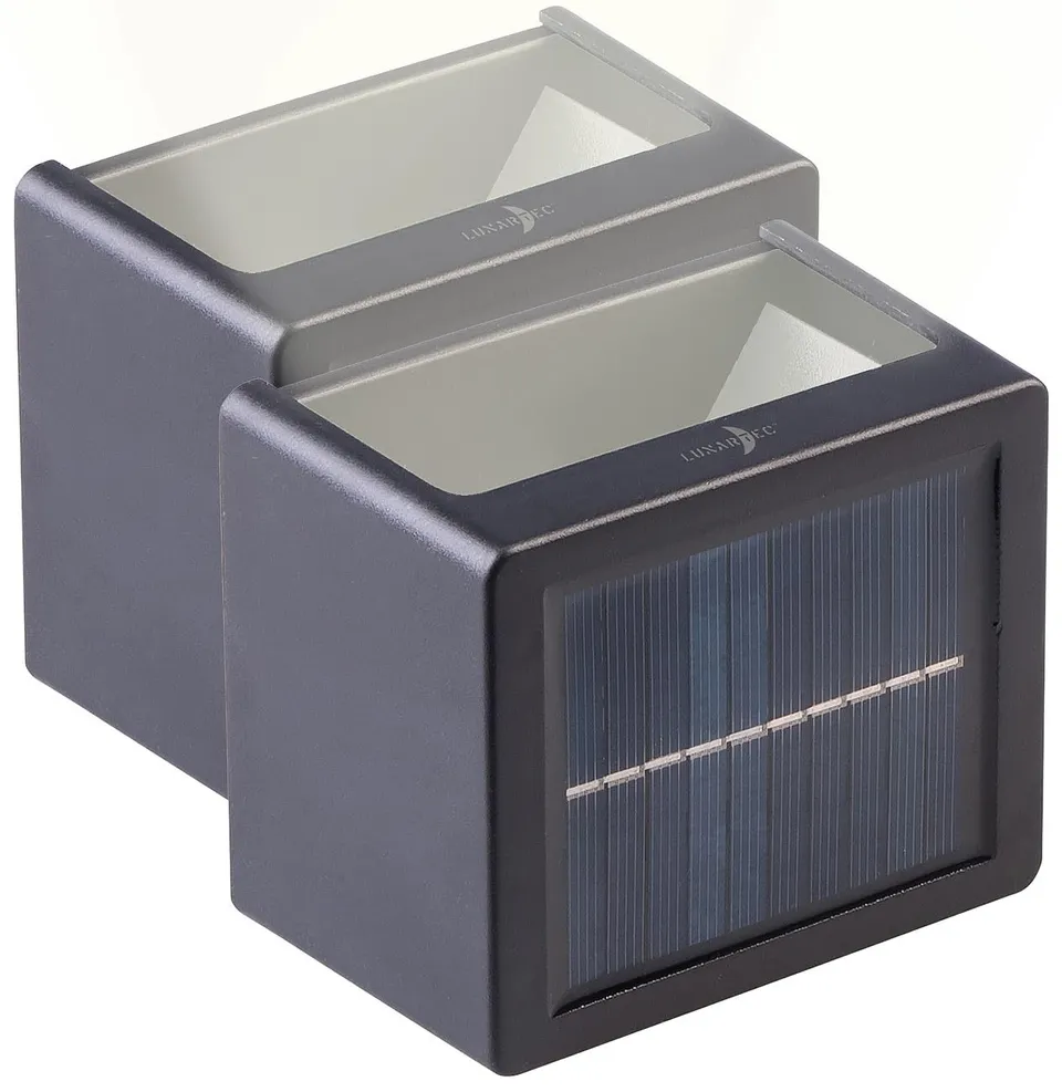 Lunartec Außenbeleuchtung Solar-Wandleuchten 2er warmweiß