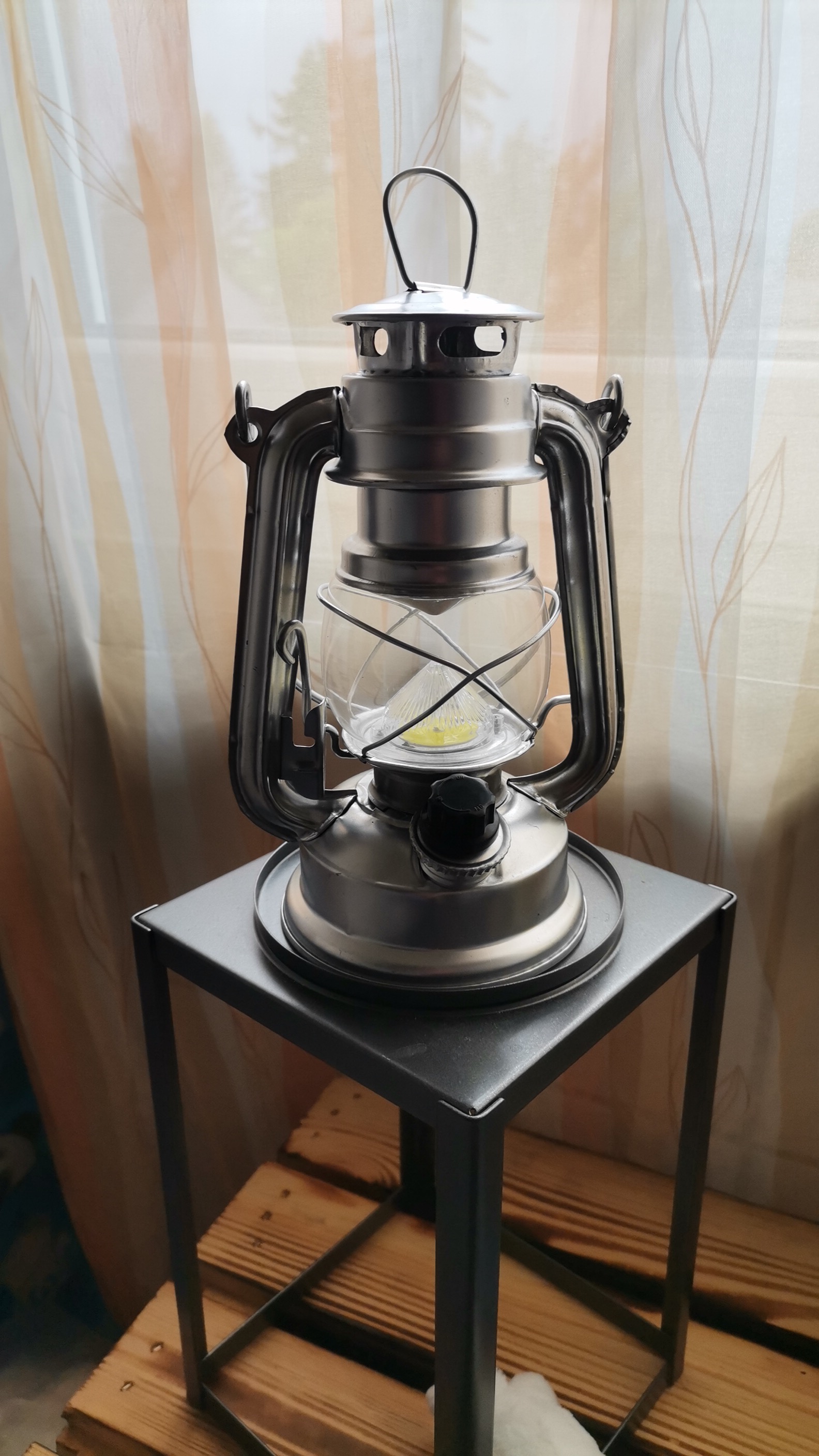 Lunartec Sturmlaterne silbern Batterie LED-Laterne 200lm