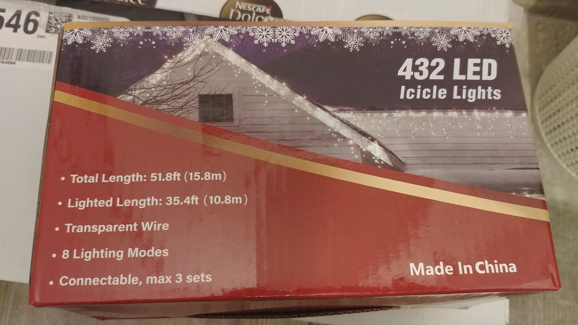 Qedertek Lighting Eisregen Lichterkette 15,3m 612 LED warmweiß