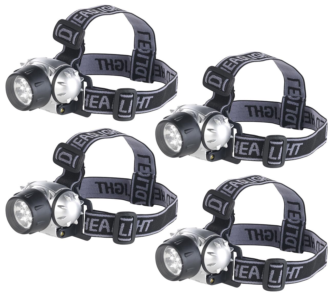 Lunartec Taschenlampen Stirnlampe LED 30 lm 4er-Set