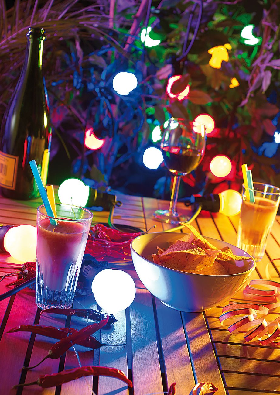 Lunartec Licht-Dekoration Party-Lichterkette 9 m bunt 20 LEDs