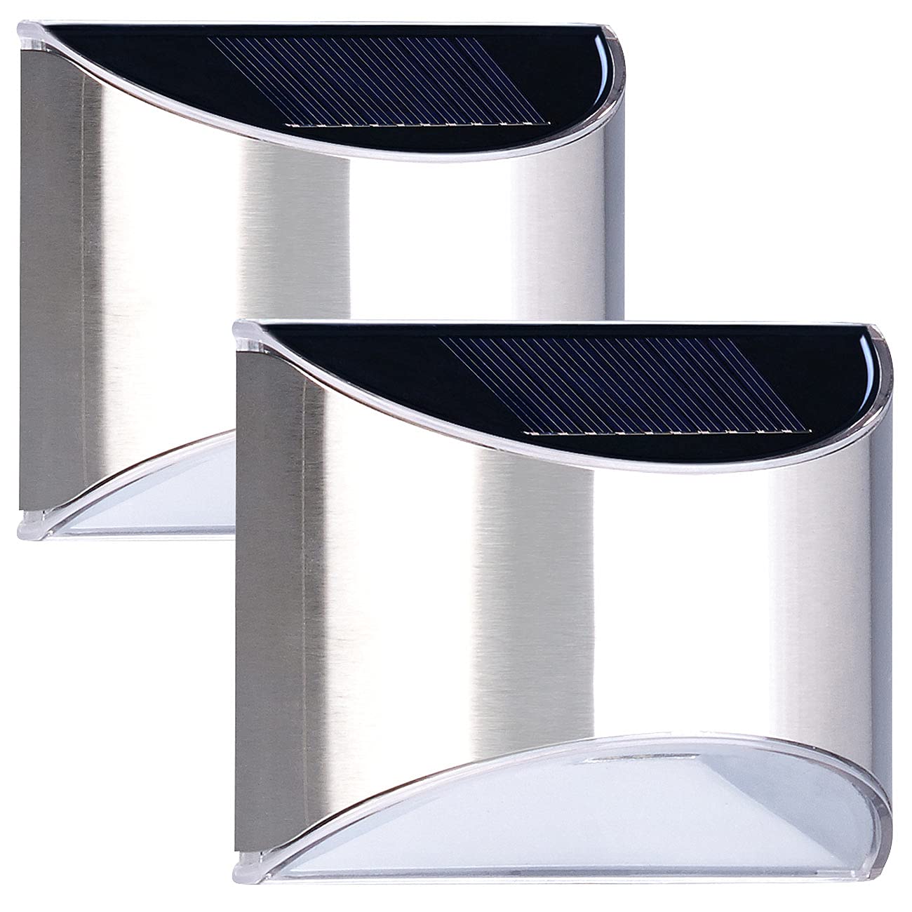 Lunartec Außenbeleuchtung 4er Solar-Wandleuchten Edelstahl 20 lm IP44