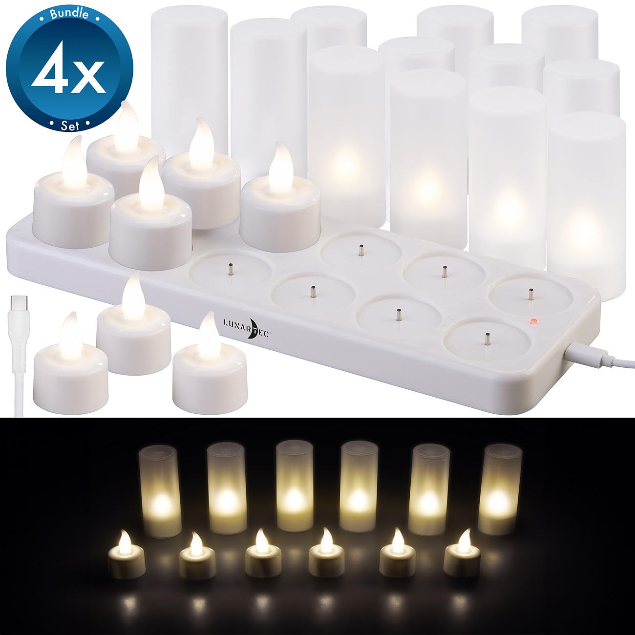 Lunartec Akku-LED-Teelichter Warmweiß 48er-Set