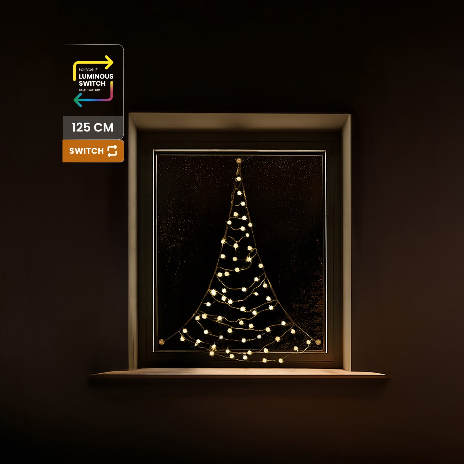 Fairybell Premium Fenster-Weihnachtsbaum 1,25m 64 LED Switch