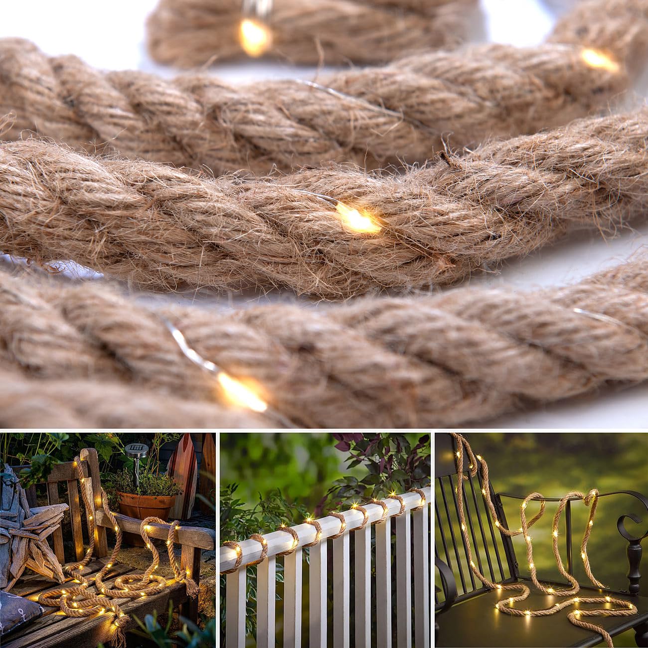 Lunartec Licht-Dekoration Solar-Seil-Lichterkette 4er-Set 2m
