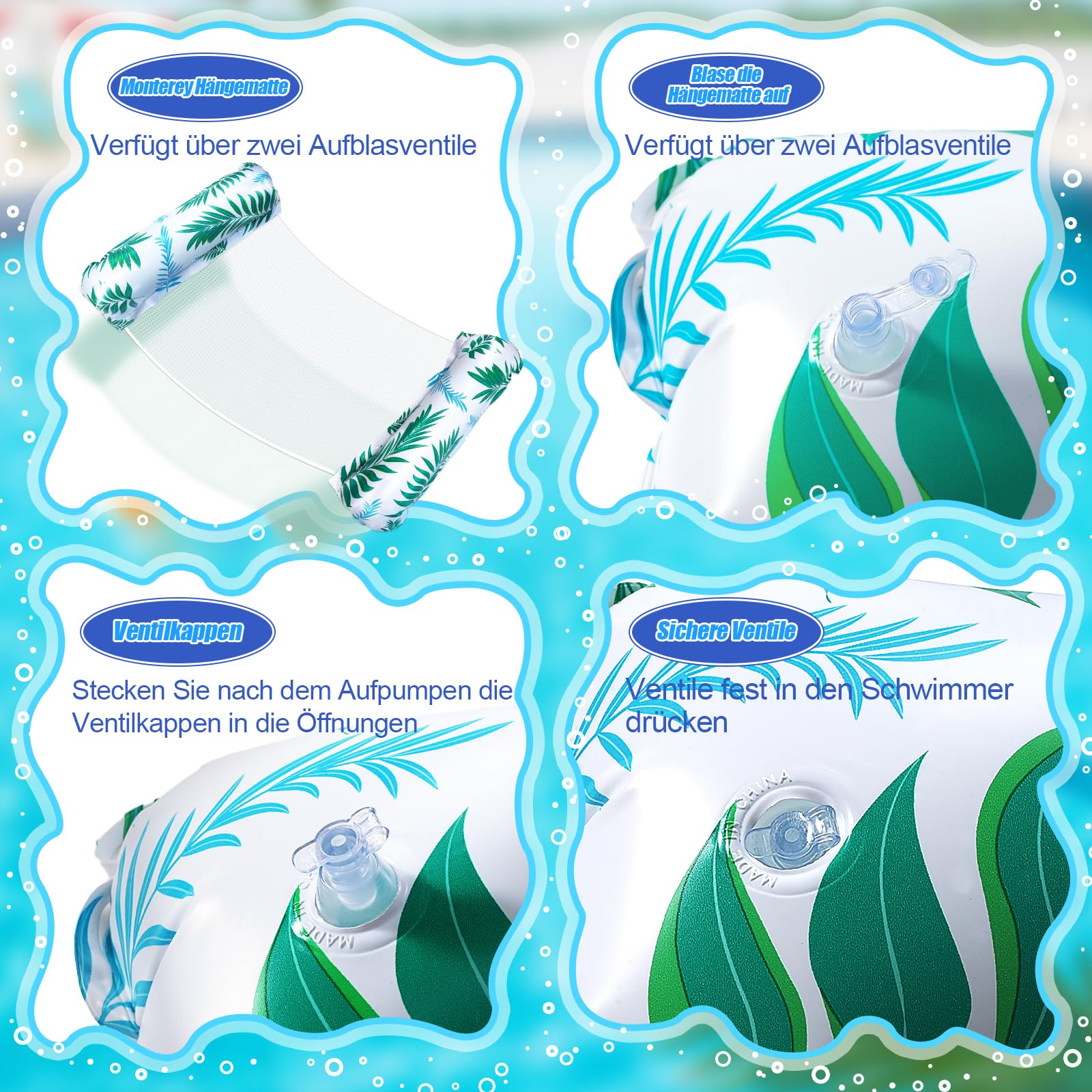 WEARXI Schwimmhilfen Luftmatratze Pool XL 2 Stück 4in1