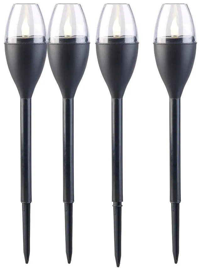 Lunartec Außenbeleuchtung Solarfackeln 4er-Set LED Flammen-Optik