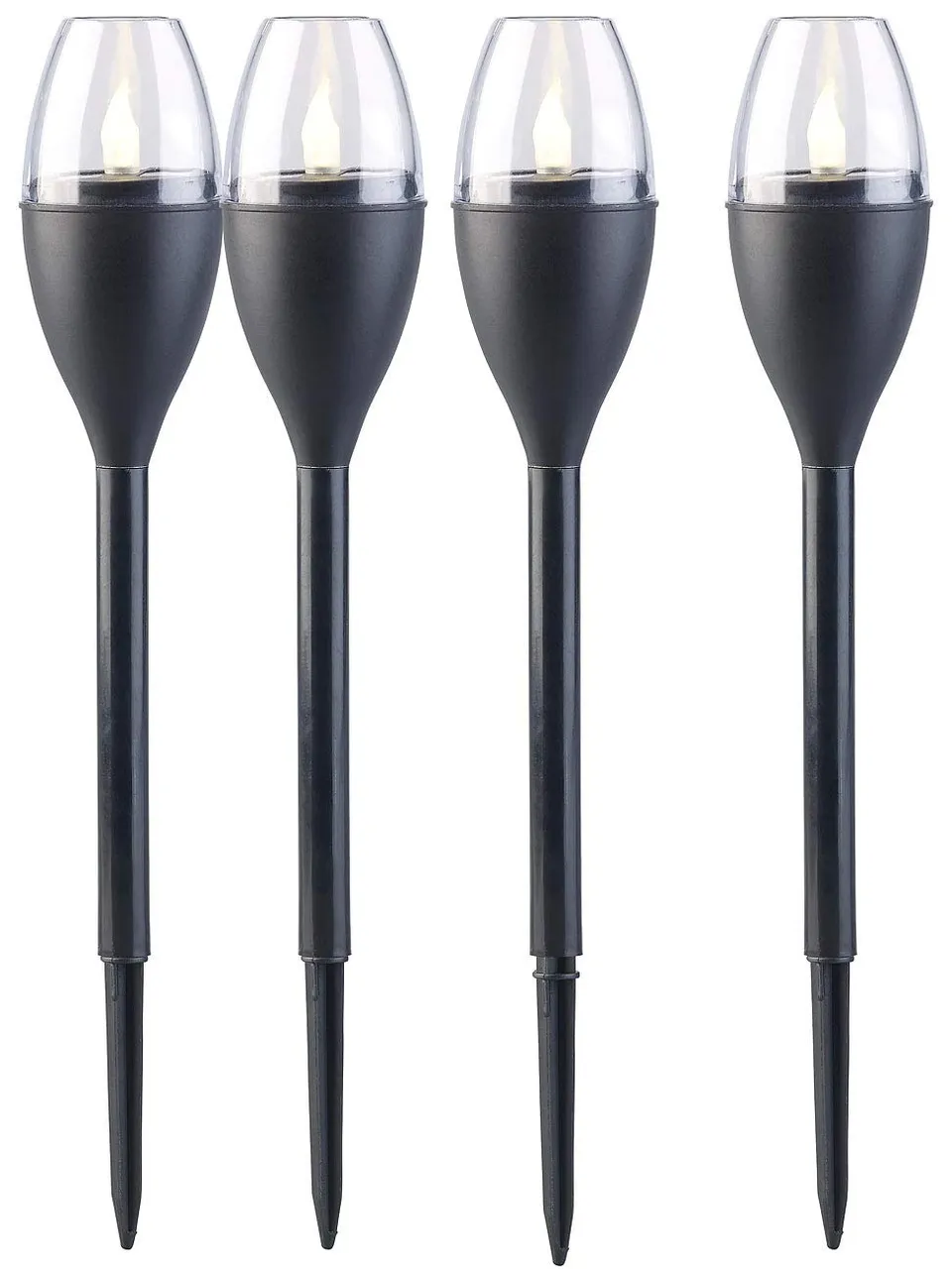 Lunartec Außenbeleuchtung Solarfackeln 4er-Set LED Flammen-Optik