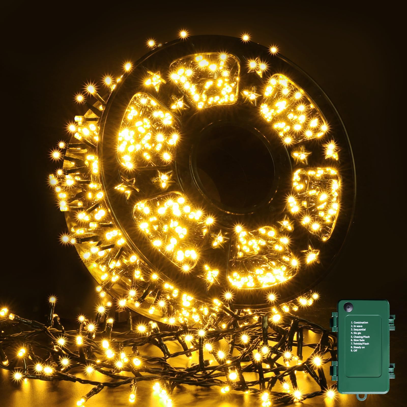 elktry Lichterkette 50m 2000 LED warmweiß mit Memory IP44