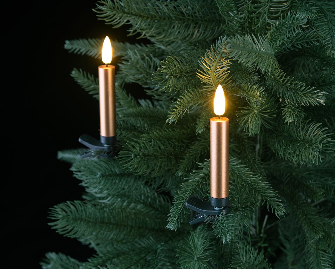 Lunartec Licht-Dekoration LED-Weihnachtskerzen 10er-Set Gold Timer
