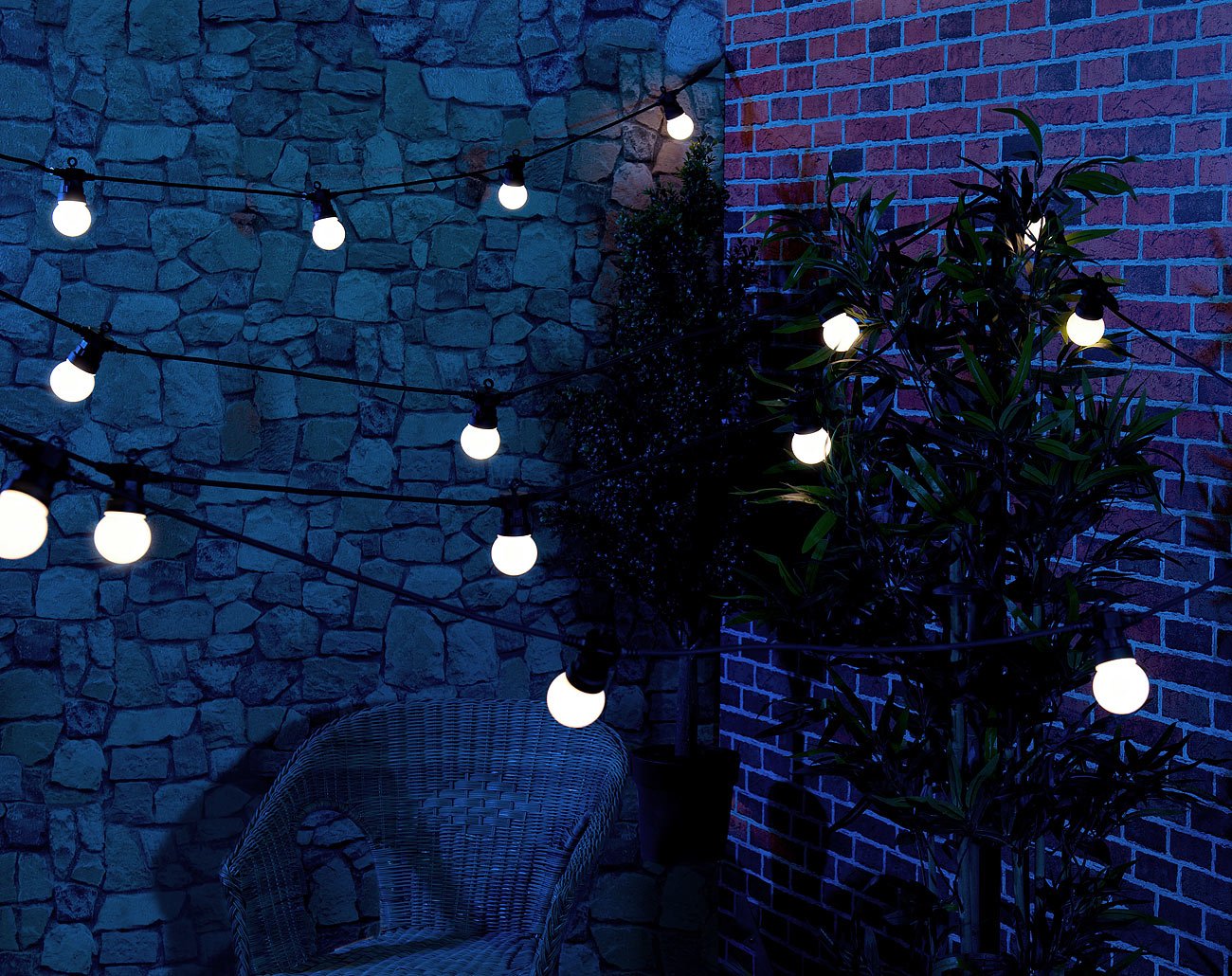 Lunartec Licht-Dekoration Lichterkette 20 LEDs 13 m IP44 außen