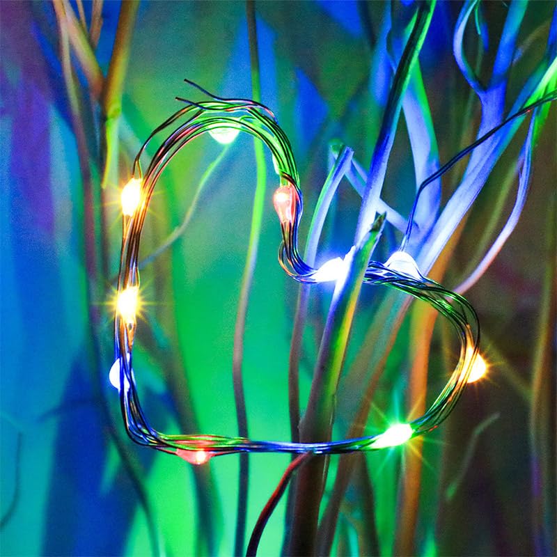 Bxroiu Lichterkette LED-Lichterkette bunt 2er-Set 5m Timer