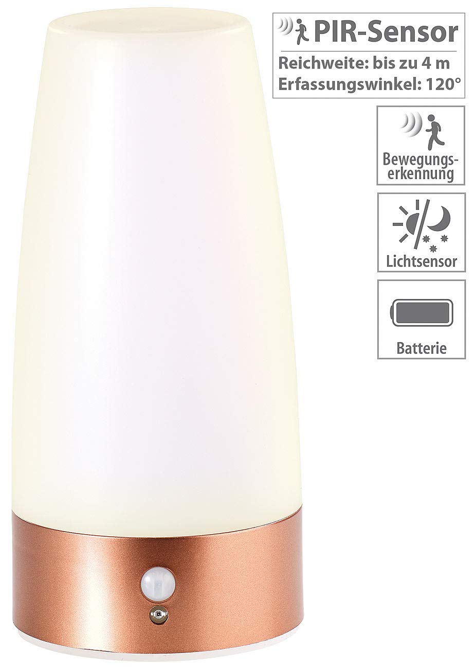 Lunartec LED-Tischlampe mit Bewegungsmelder warmweiß Batterie