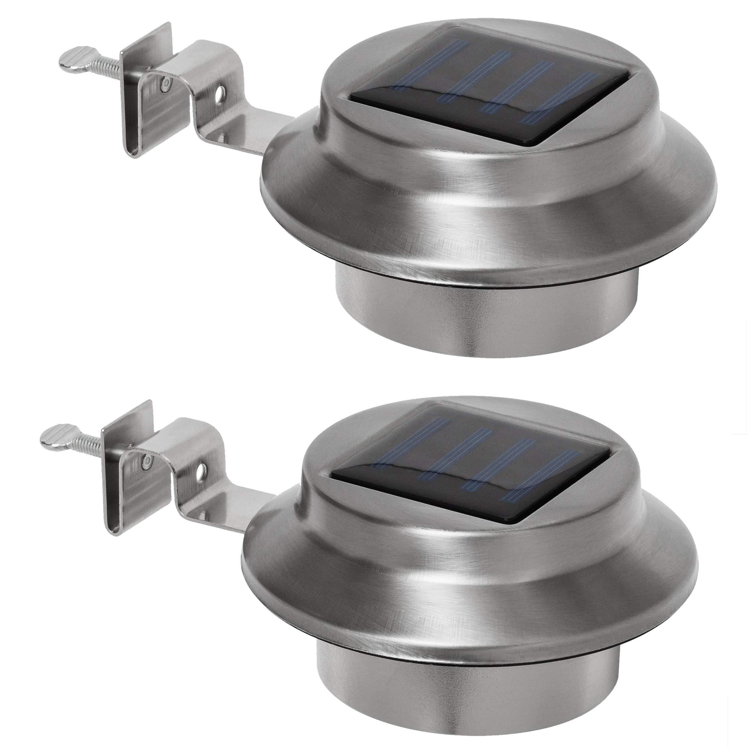 Bonetti Solar Dachrinnen-Leuchte Edelstahl Warmweiß 2er-Set
