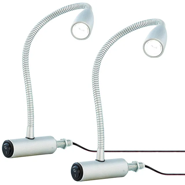 Lunartec Innenbeleuchtung 2er Bettleuchte Schwanenhals 45cm