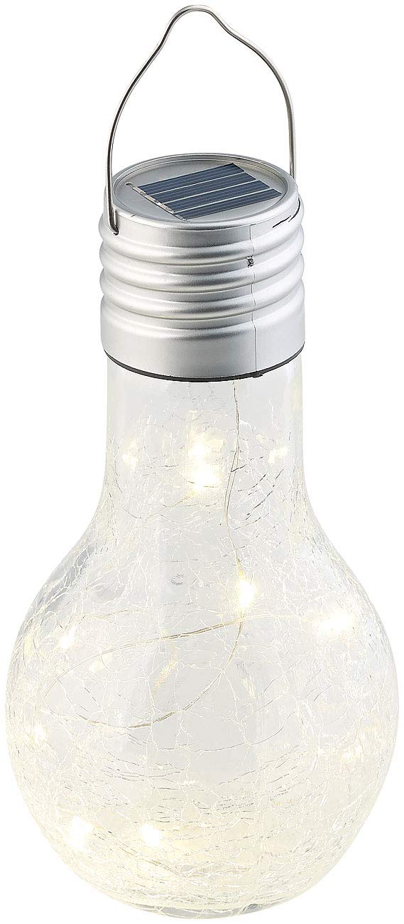 Lunartec Leuchtmittel Solar-Glühbirne Crackle 2er warmweiß