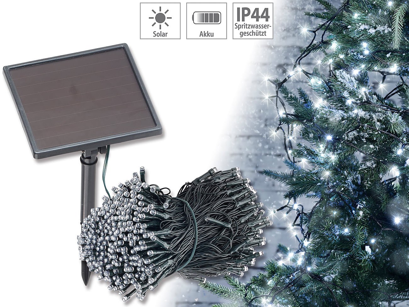 Lunartec Licht-Dekoration Solar-Lichterkette weiß 50m 500 LEDs