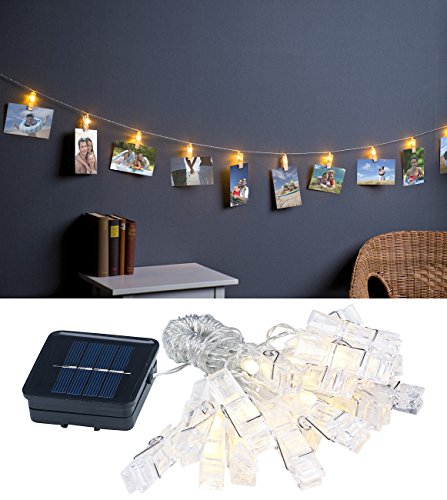 Lunartec Licht-Dekoration Foto-Clips-Lichterkette Solar 10 m 40er