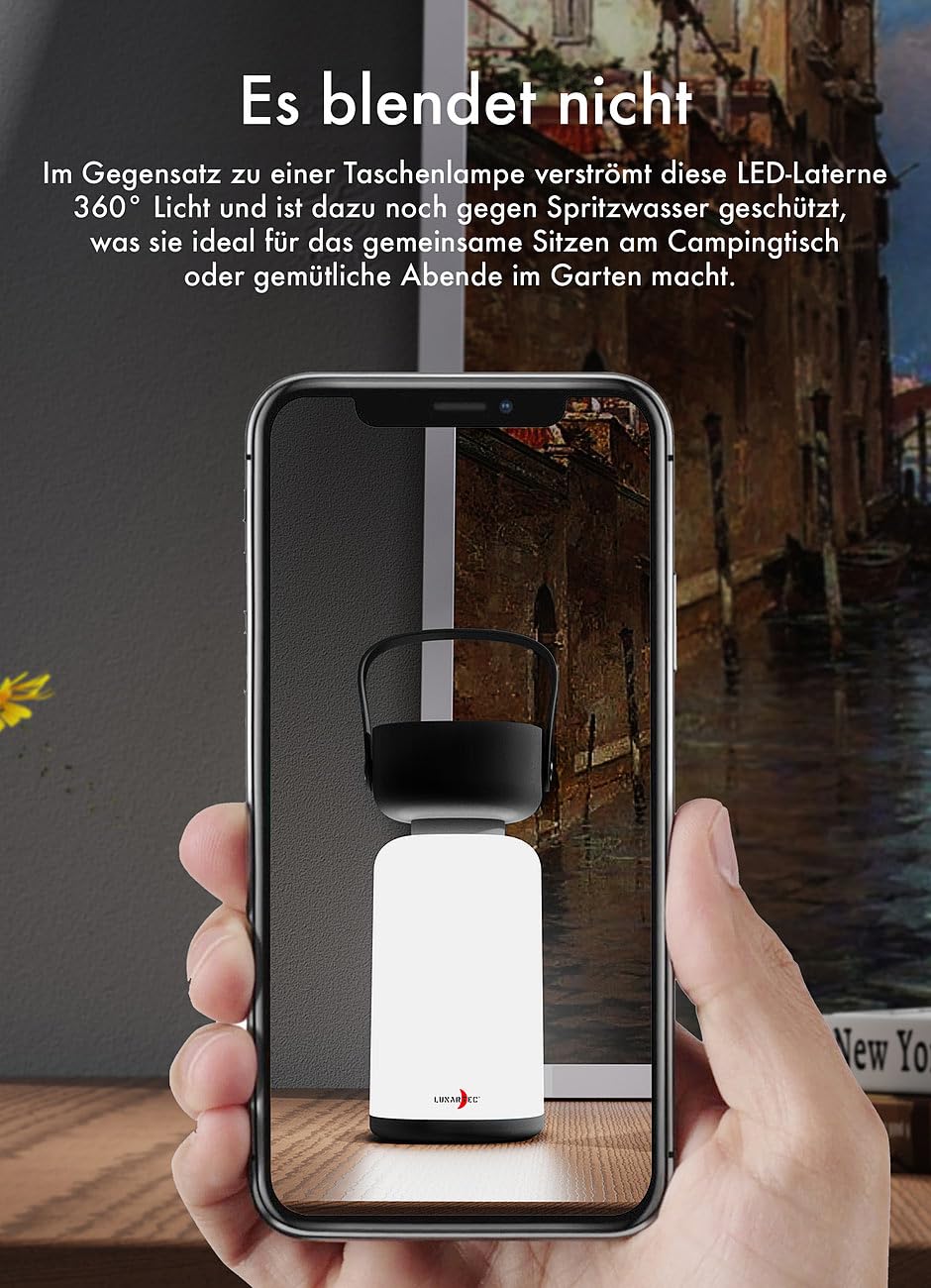 Lunartec Taschenlampen LED-Campingleuchte schwarz dimmbar