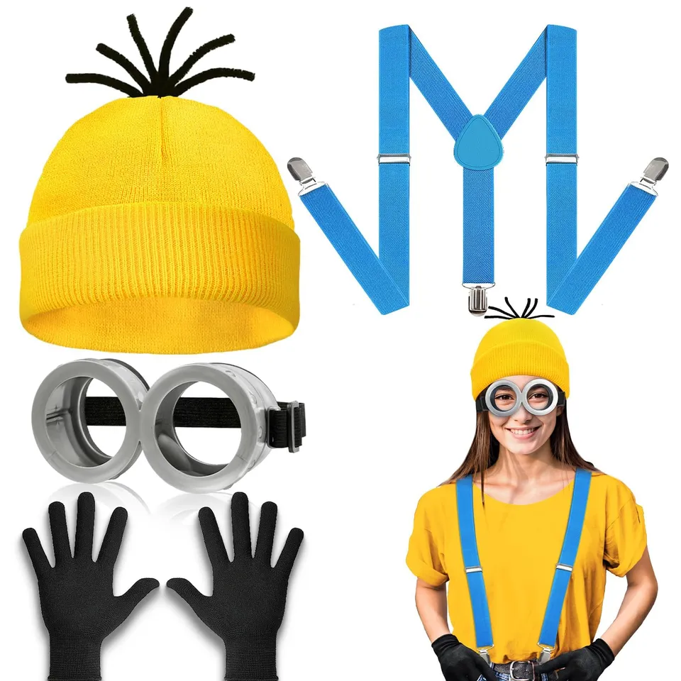 WEARXI Halloween-Kostüm Damen 4PC gelbes Set mit Zubehör
