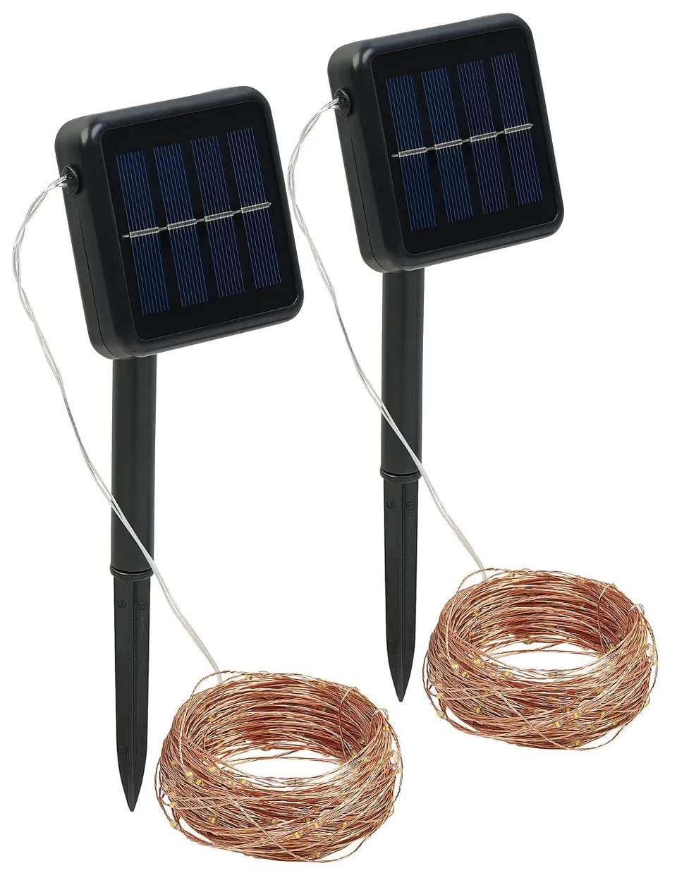 Lunartec Solar-Lichterkette warmweiß 30m 2er-Set Kupferdraht