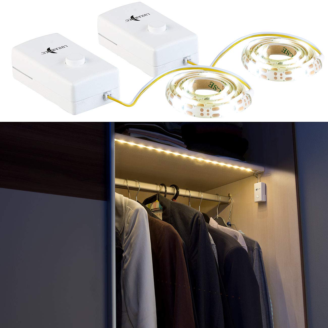 Lunartec LED-Streifen Batterie 60cm 2er-Set Tageslichtweiß