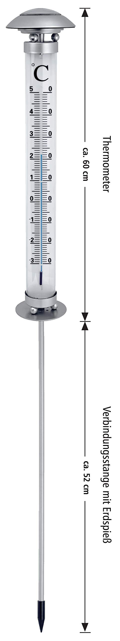 Bonetti Solar Lights Gartenthermometer 112cm kaltweiß mit Erdspieß