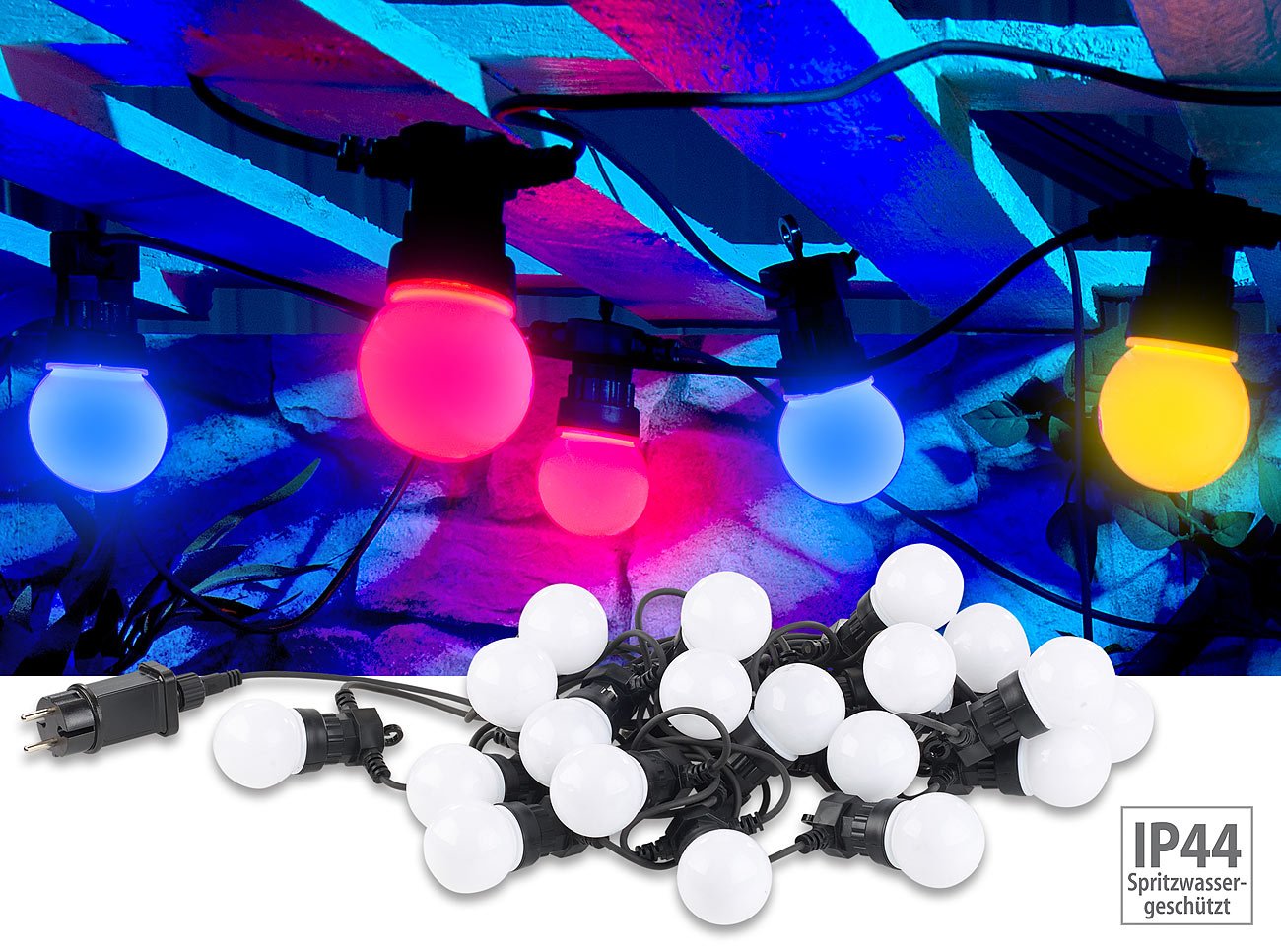 Lunartec Licht-Dekoration Lichterkette Birne 20er 9,5 m bunt