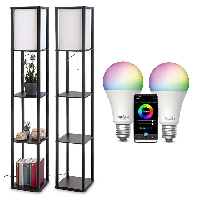 Lunartec Innenbeleuchtung Regal-Stehlampe WLAN-RGB schwarz 2er-Set