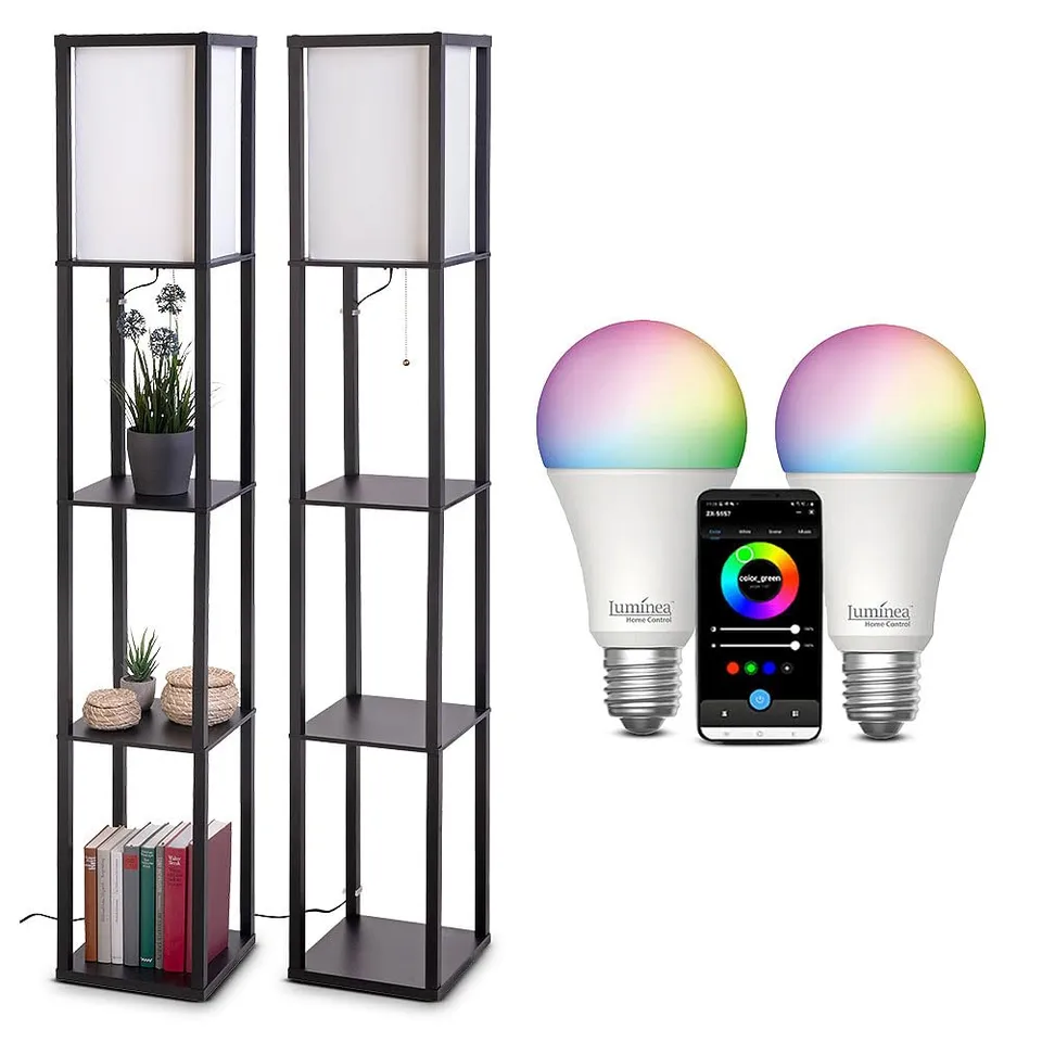 Lunartec Innenbeleuchtung Regal-Stehlampe WLAN-RGB schwarz 2er-Set