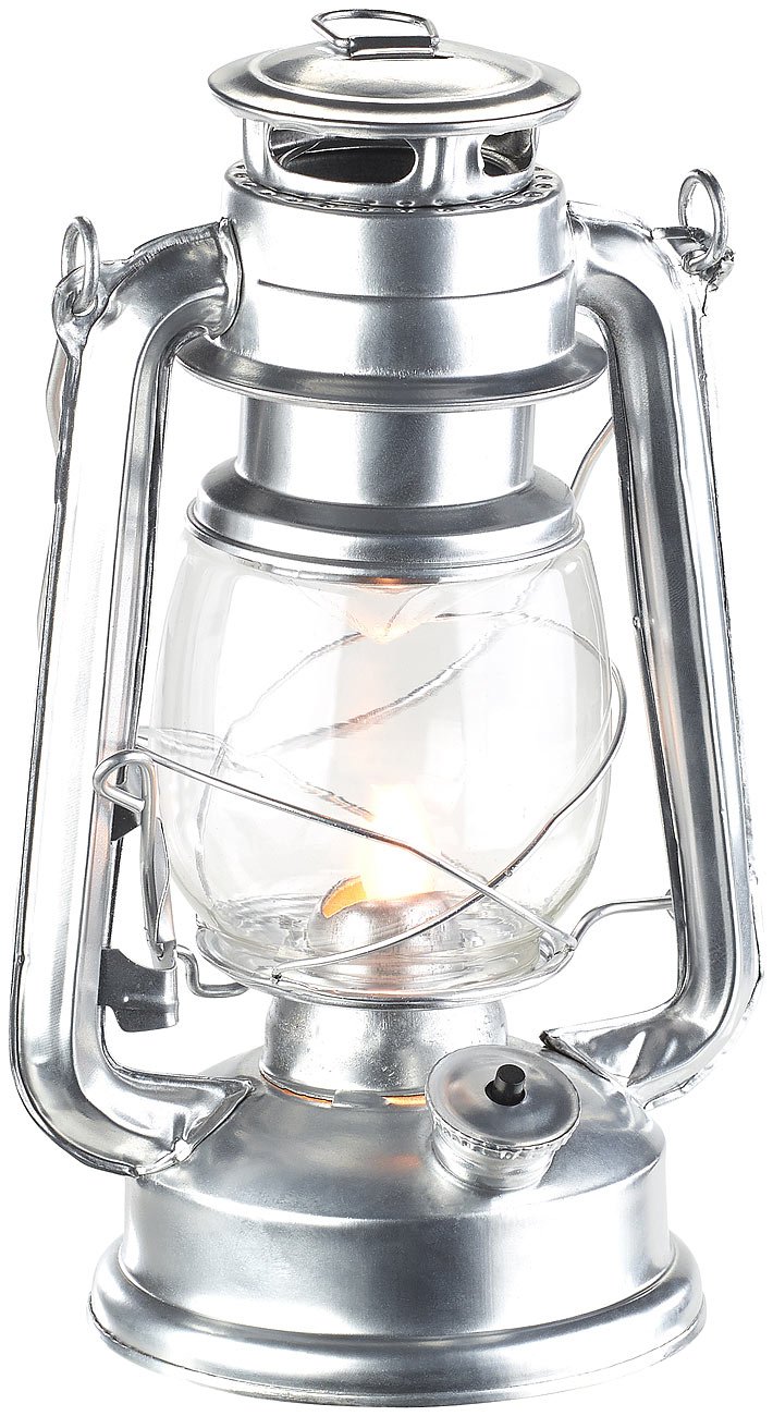 Lunartec Taschenlampen LED-Sturmlaterne silber batteriebetrieben
