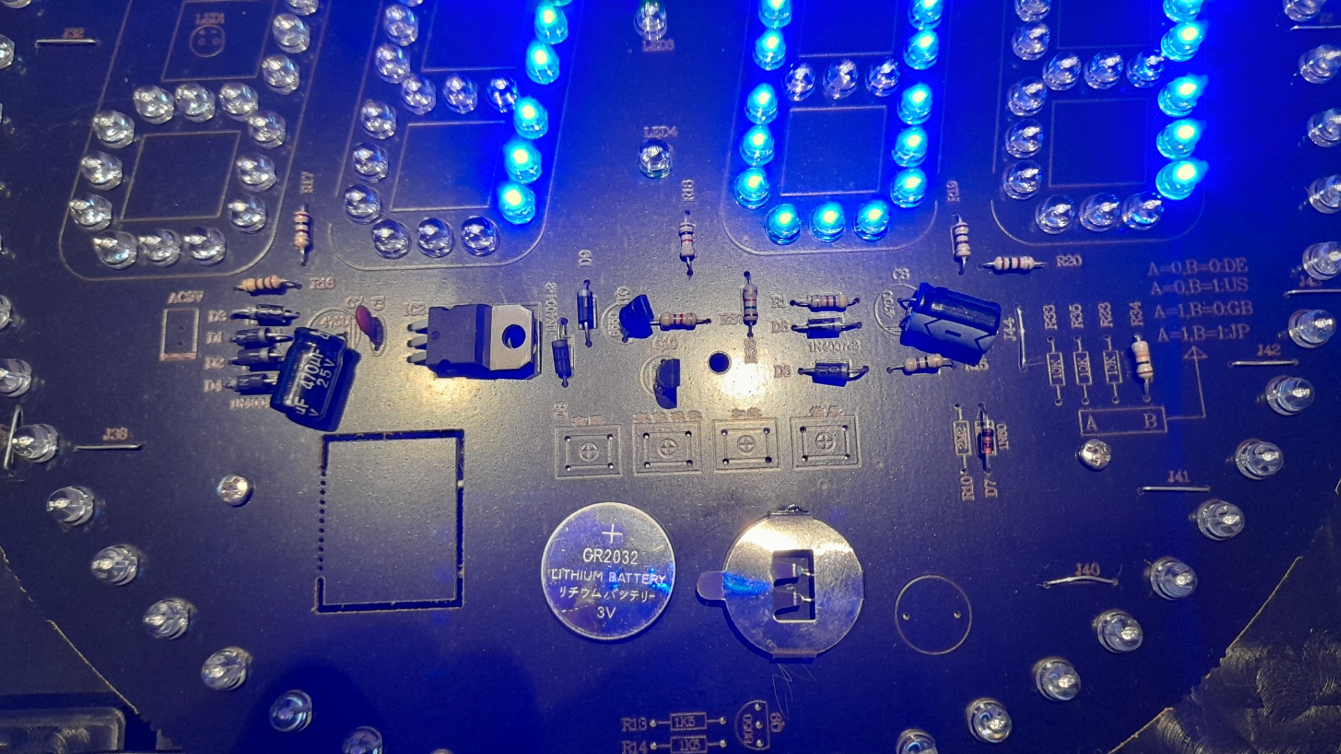 Lunartec LED-Uhren Funk-Wanduhr Blau 250 mm mit Netzteil
