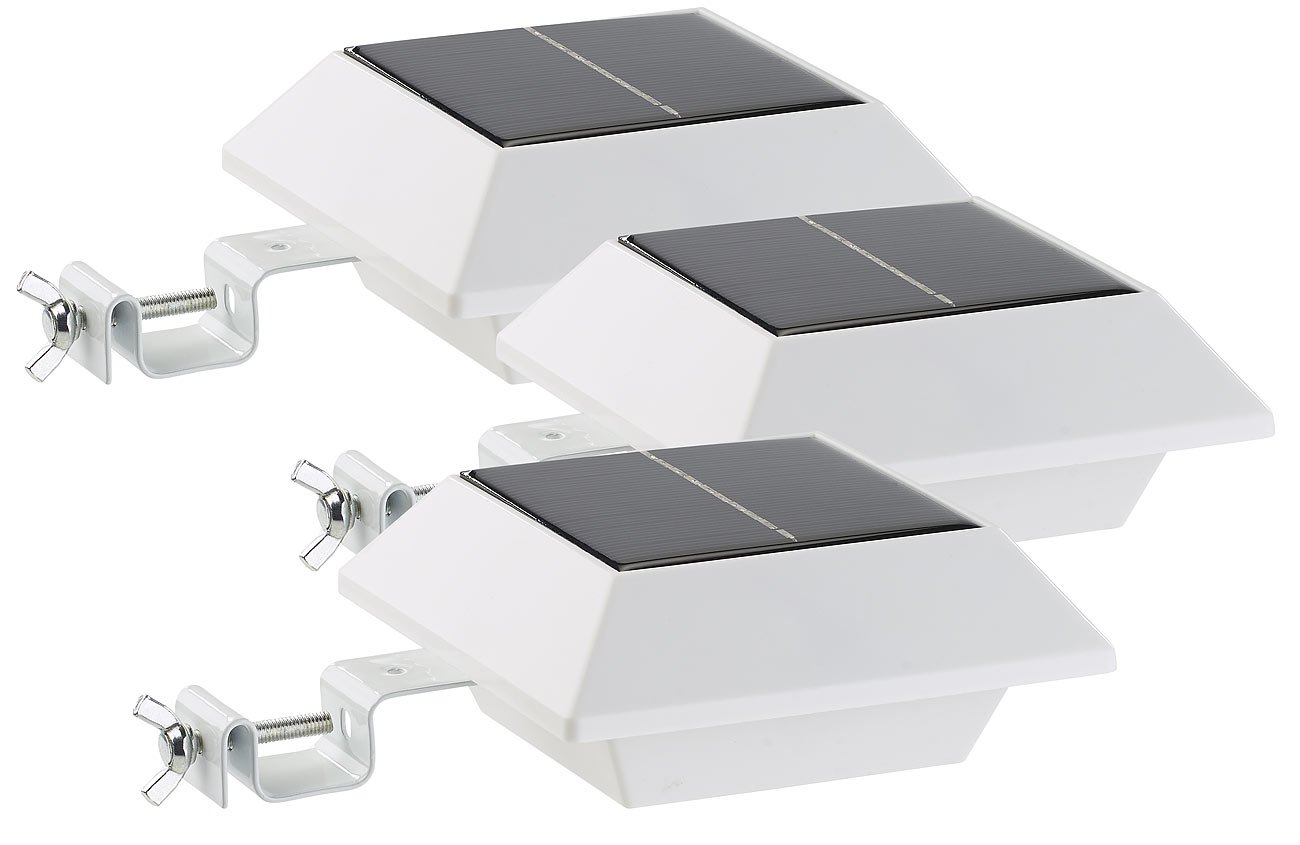 Lunartec Außenbeleuchtung Dachrinnen Solarlampe LED 3er-Set