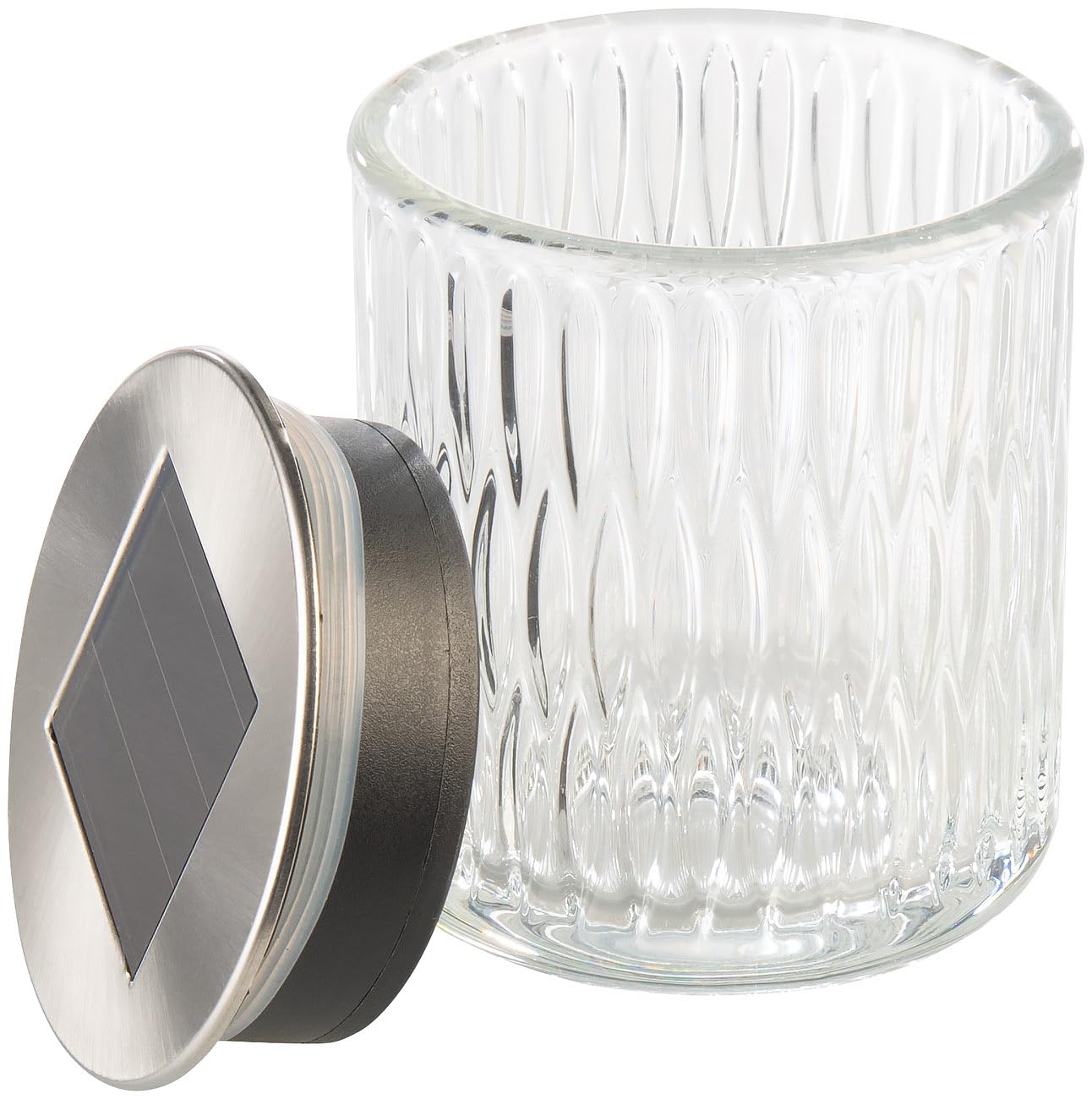 Lunartec Außenbeleuchtung Solar-Windlicht Echtglas warmweiß 2er-Set