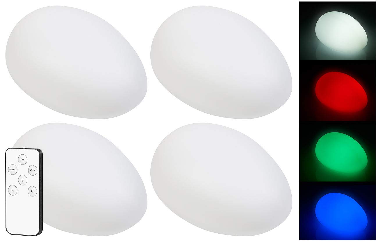 Lunartec Außenbeleuchtung Solar-LED-Dekosteine 4er-Set RGB+W
