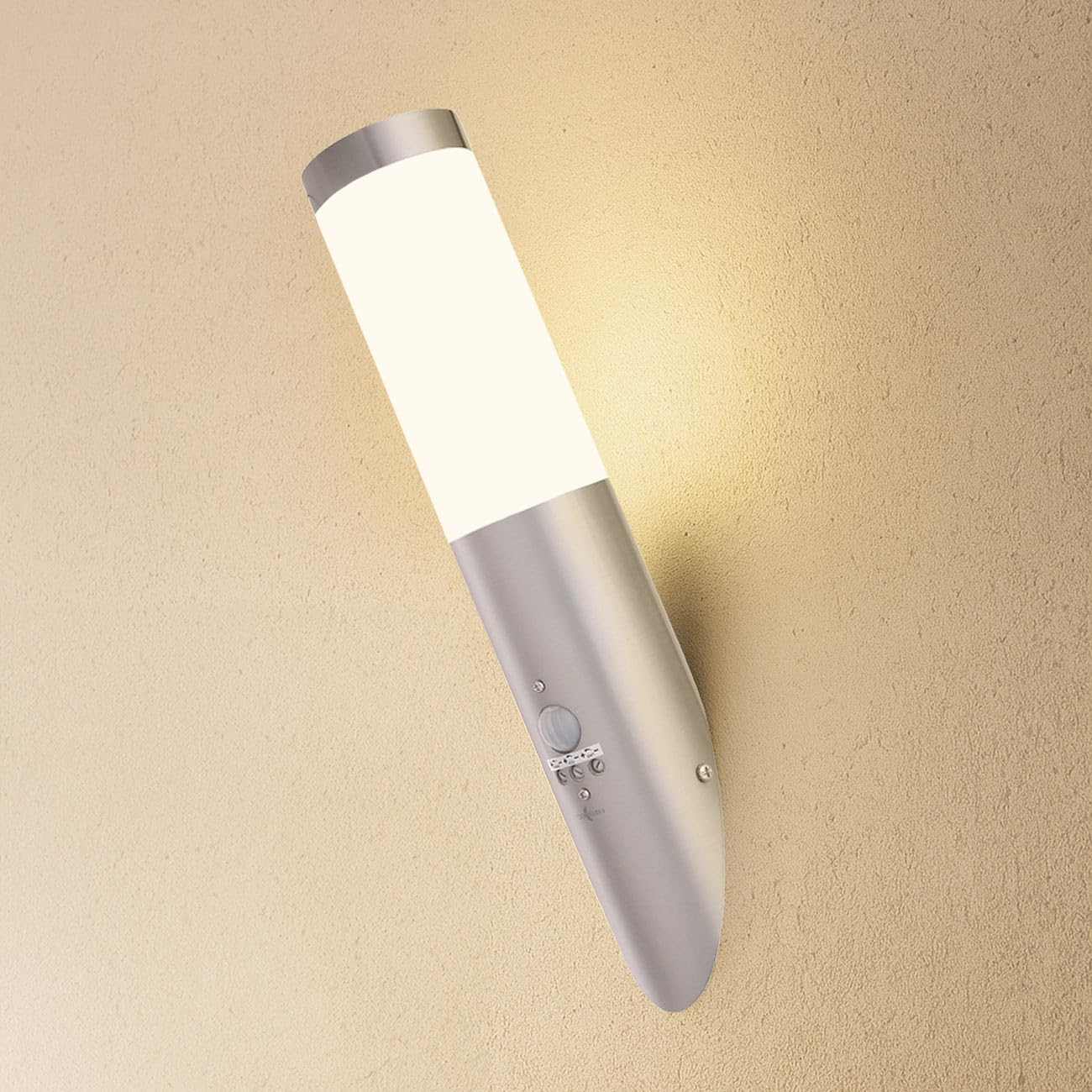 Lunartec Außenbeleuchtung E27 Wandlampe Sensor Edelstahl