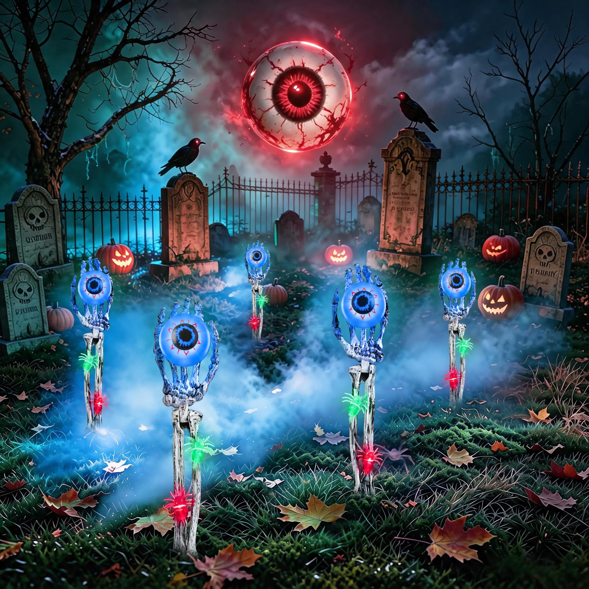 Qedertek Lighting Halloween Skelett-Hände Deko blau 2er-Set