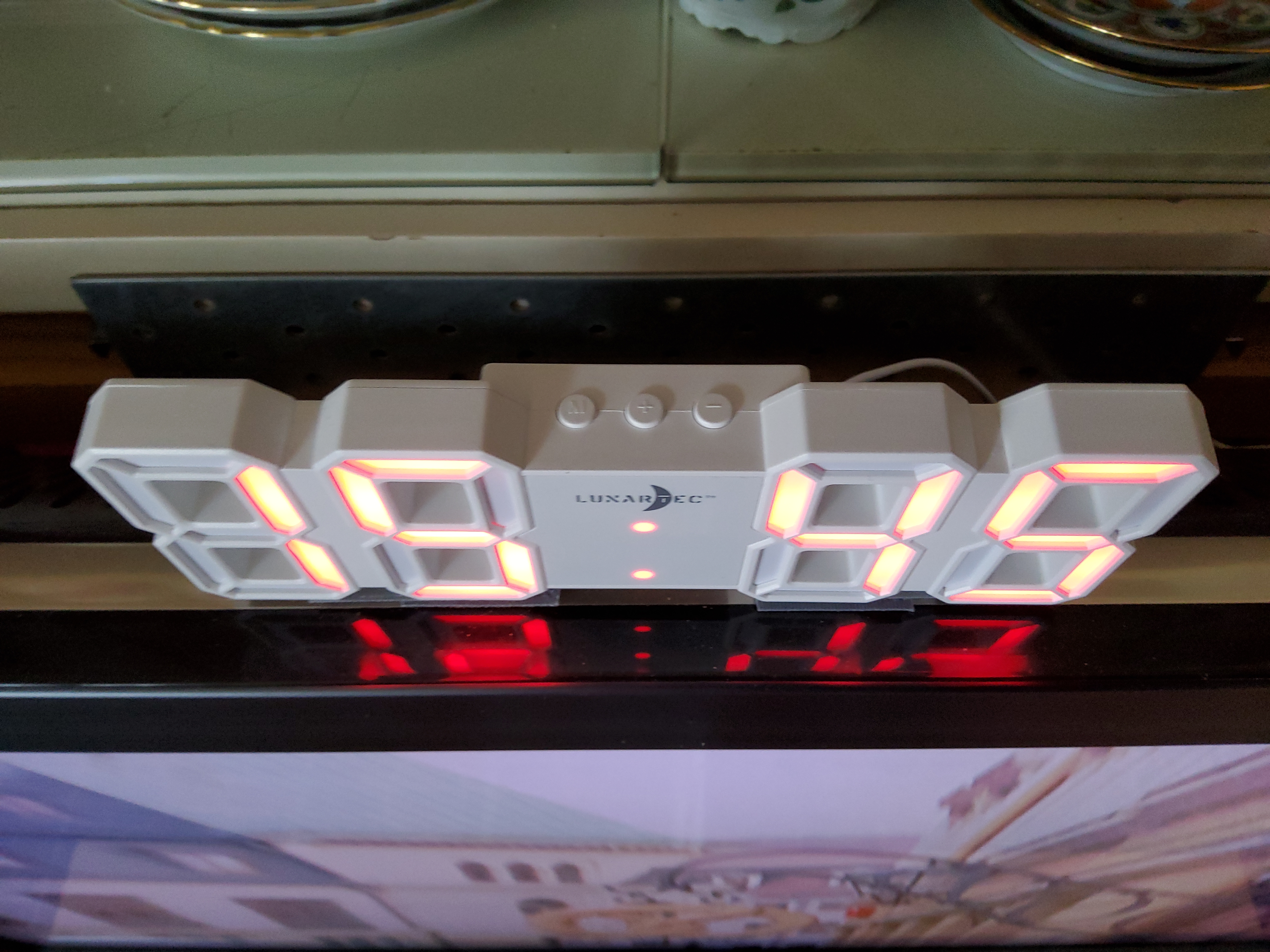 Lunartec LED-Uhren USB Tisch- Wanduhr weiß-rot mit Wecker