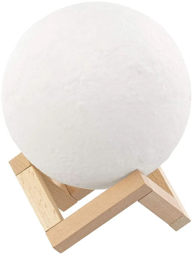 Lunartec Licht-Dekoration Mondlampe LED 15 cm 3 Farben Akku