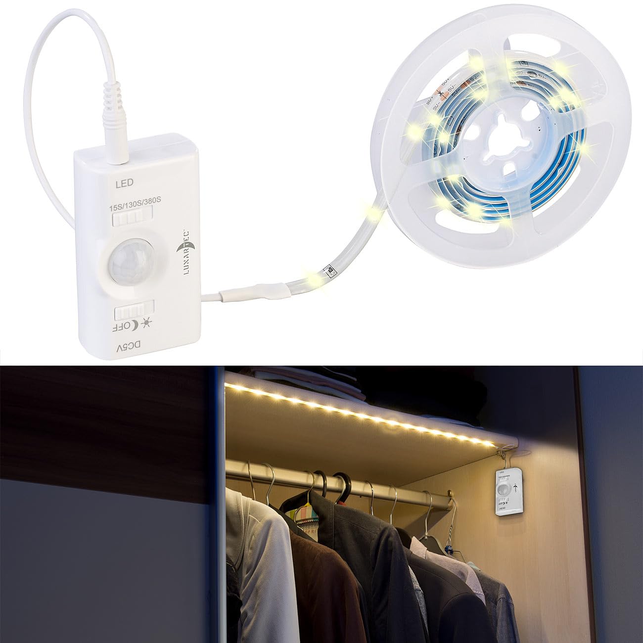 Lunartec Akku-LED-Streifen warmweiß 100cm mit Sensor