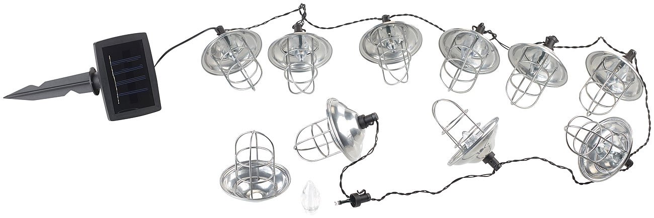 Lunartec Solar-Lichterkette 10 Laternen warmweiß 3,6 m