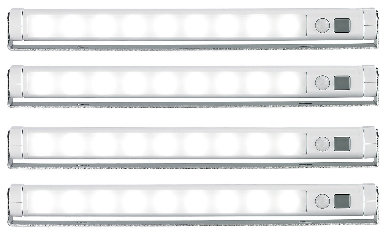 Lunartec Lichtleiste Batterie 4er-Set PIR tageslichtweiß