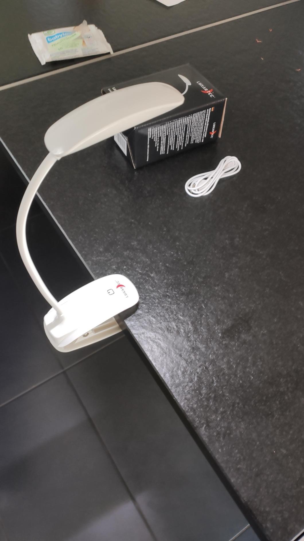 Lunartec Klemmleselampe Akku Schwanenhals 3W COB-LED USB