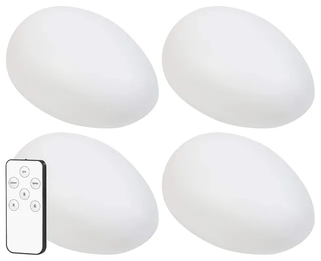 Lunartec Außenbeleuchtung Solar-LED-Dekosteine 4er-Set RGB+W