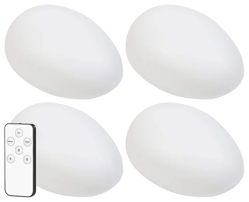Lunartec Außenbeleuchtung Solar-LED-Dekosteine 4er-Set RGB+W