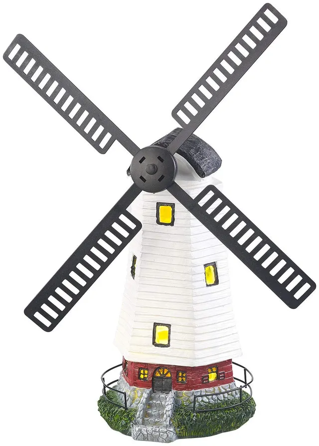 Lunartec Licht-Dekoration Windmühle Solar LED Garten 32 cm