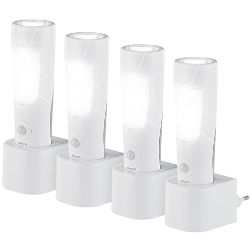 Lunartec Taschenlampen 4in1 Nachtleuchte 4er-Set Akku Sensor