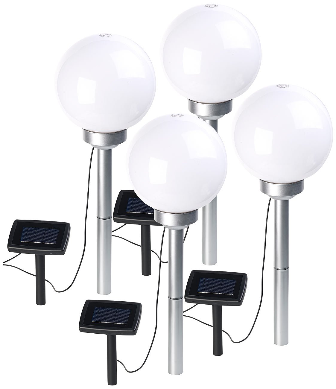 Lunartec Licht-Dekoration Solar-LED-Kugeln Ø 20 cm 4er-Set warmweiß