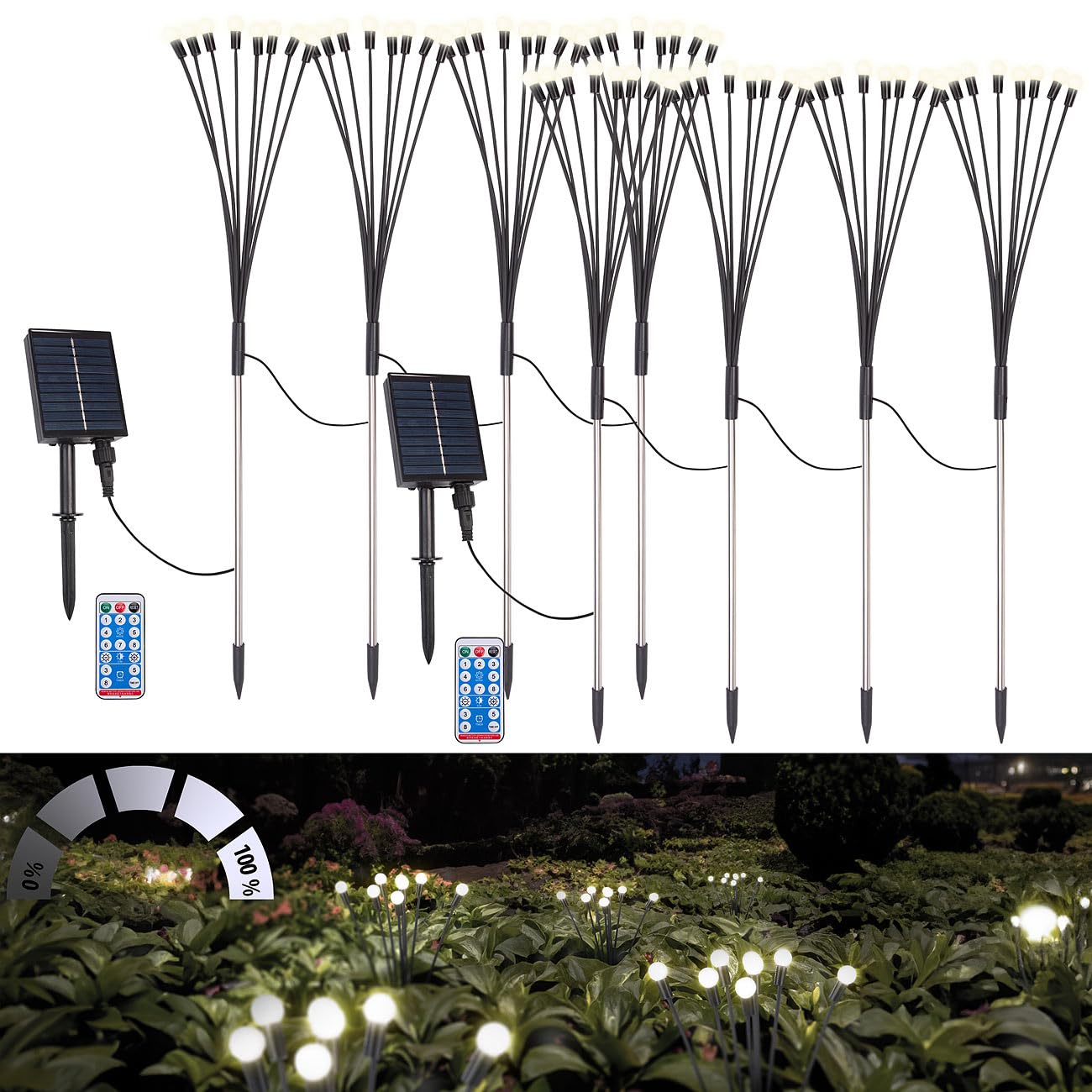 Lunartec Licht-Dekoration Solar-Glühwürmchen 8er warmweiß 65cm