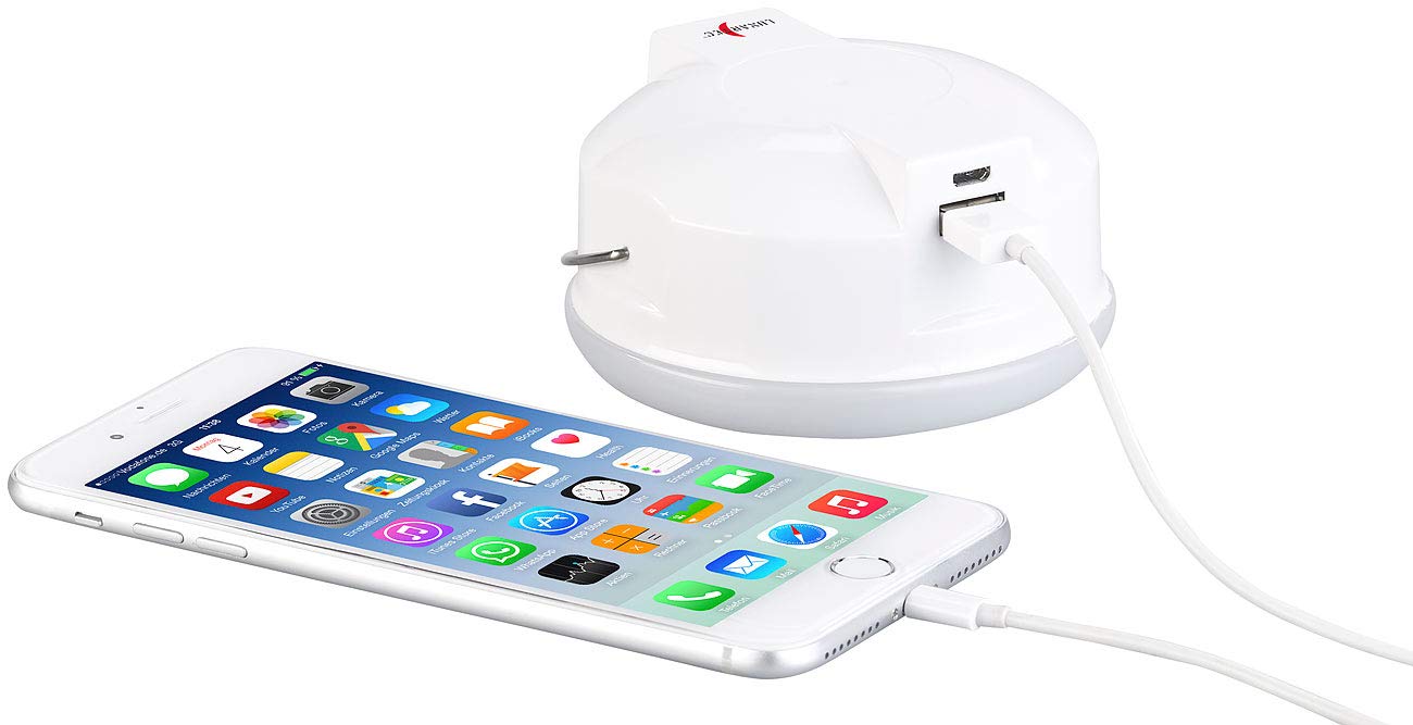Lunartec Taschenlampen Campinglampe USB 3in1 Powerbank 6000mAh Mücken